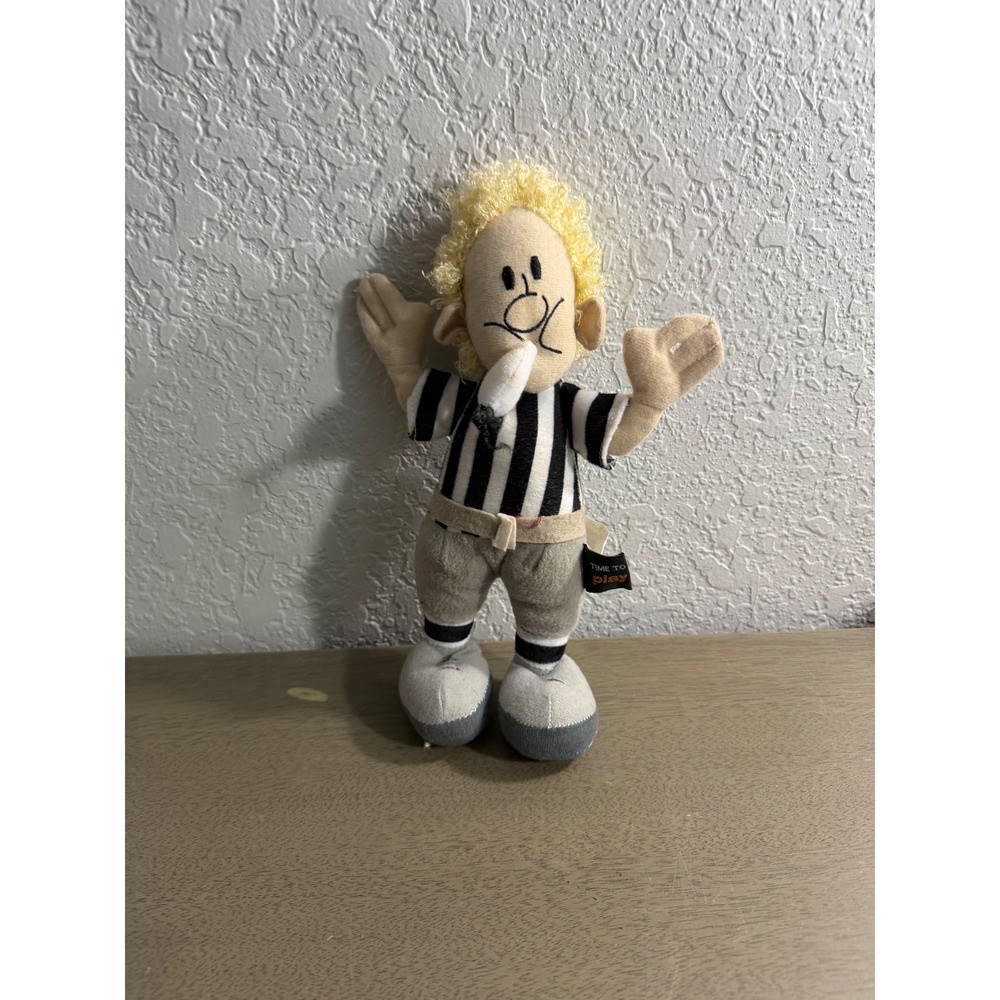 Vintage Time To Play Referee Plush Doll Blonde Hair Whistle Sports Official 11"